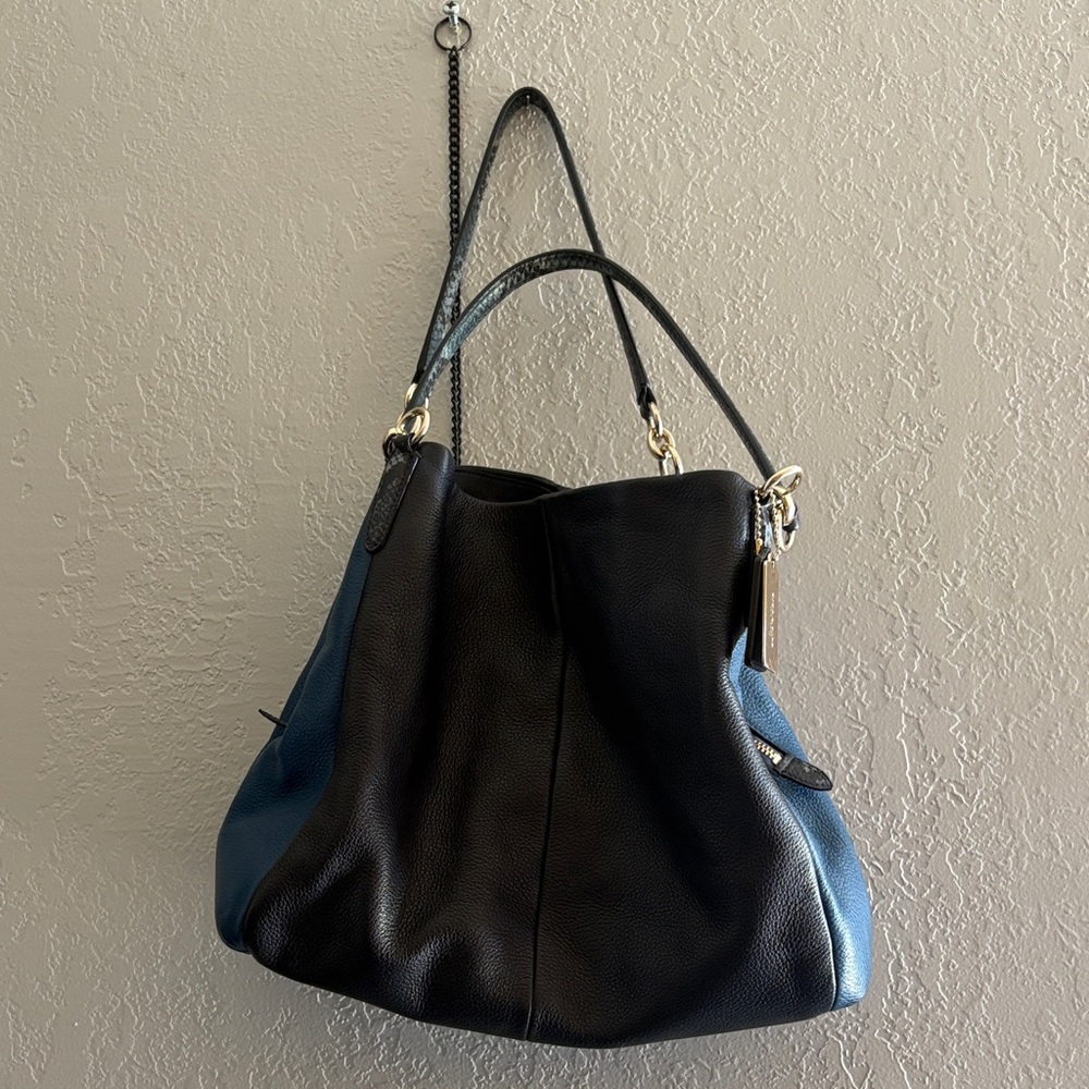 Blue coach bucket bag